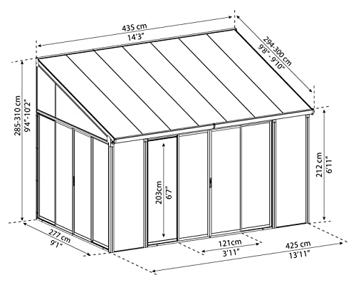 Palram - Canopia Sanremo 10x14 Enclosed Patio Cover with Screen Doors, White DIY Sunroom Kit Lean to Gazebo with Walls to Cover Patio Furniture, Deck, & Porch, UV Protected Polycarbonate Shelter