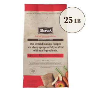 Merrick Healthy Grains Premium Adult Dry Dog Food, Wholesome And Natural Kibble With Beef And Brown Rice - 25.0 lb. Bag