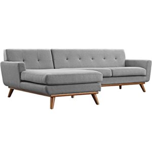 Modway Engage Mid-Century Modern Upholstered Fabric Left-Facing Sectional Sofa in Expectation Gray