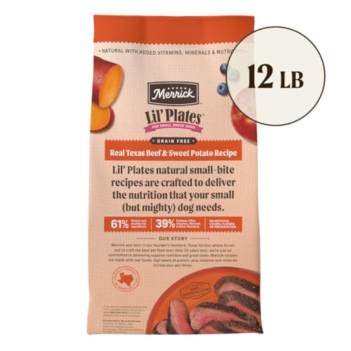 Merrick Lil’ Plates Premium Grain Free Dry Dog Food For Small Dogs, Real Texas Beef And Sweet Potato Kibble - 12.0 lb. Bag