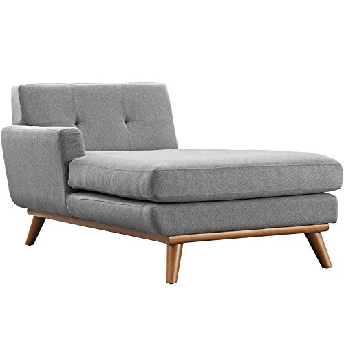 Modway Engage Mid-Century Modern Upholstered Fabric Left-Facing Sectional Sofa in Expectation Gray