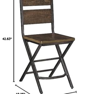 Signature Design by Ashley Kavara 24" Rustic Counter Height Barstool, 2 Count, Brown