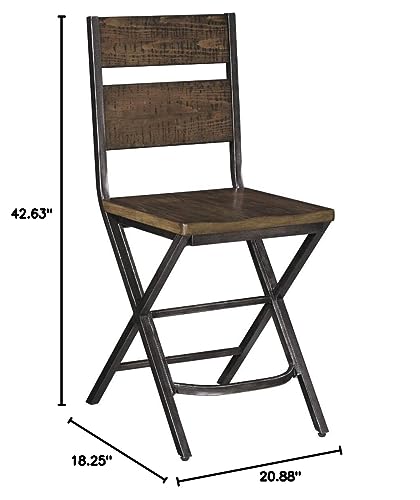 Signature Design by Ashley Kavara 24" Rustic Counter Height Barstool, 2 Count, Brown