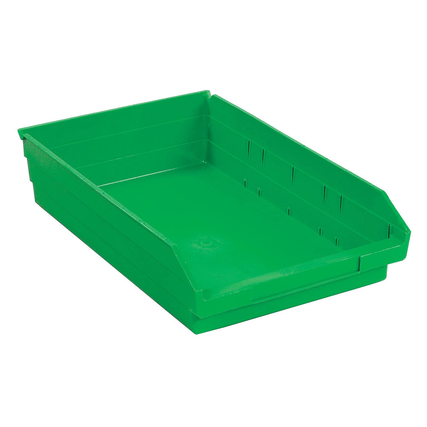 Plastic Shelf Bin Nestable 11-1/8"W X 17-7/8" D X 4" H Green - Lot of 12