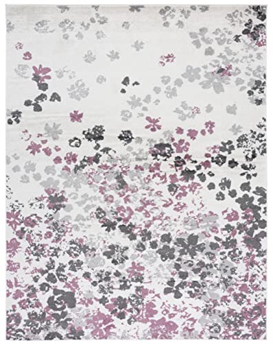 SAFAVIEH Adirondack Collection Area Rug - 9' x 12', Ivory & Purple, Floral Design, Non-Shedding & Easy Care, Ideal for High Traffic Areas in Living Room, Bedroom (ADR115L)