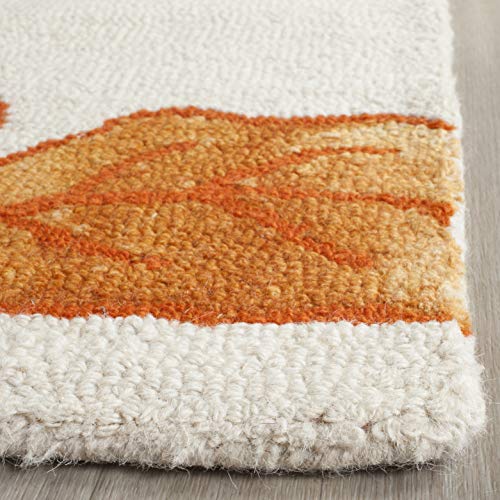 SAFAVIEH Dip Dye Collection 2' x 3' Ivory / Orange DDY683A Handmade Floral Watercolor Premium Wool Accent Rug