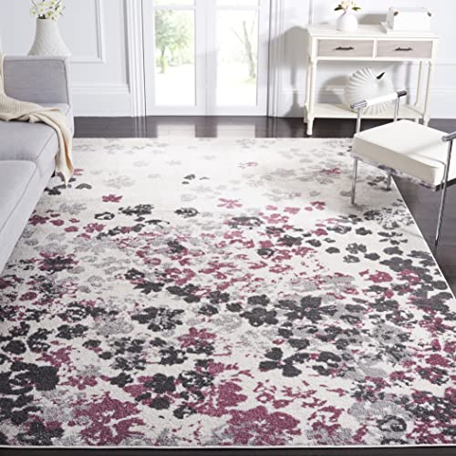 SAFAVIEH Adirondack Collection Area Rug - 9' x 12', Ivory & Purple, Floral Design, Non-Shedding & Easy Care, Ideal for High Traffic Areas in Living Room, Bedroom (ADR115L)