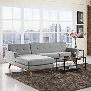 modway engage mid-century modern upholstered fabric left-facing sectional sofa in expectation gray