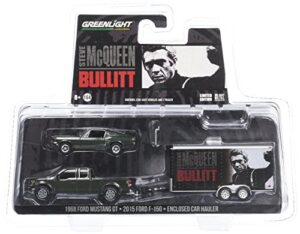 greenlight 1: 64 hitch & tow - steve mcqueen bullitt movie trailer set diecast vehicle