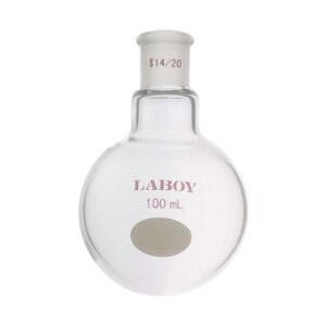 laboy glass 100ml single neck round bottom boiling flask heavy wall with 14/20 joint heating reaction receiving flask organic chemistry lab glassware