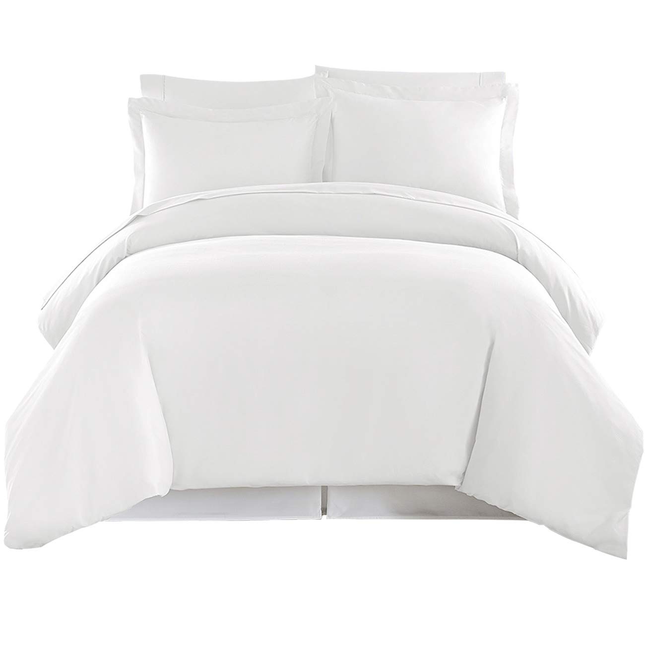 LINEN SOUQ Genuine Premium Egyptian cotton 600 Thread Count, Made In Italy - Italian Finish WHITE 3-Piece Duvet Set ( Duvet Cover & 2 Pillow Shams), Single Ply, Solid TWIN