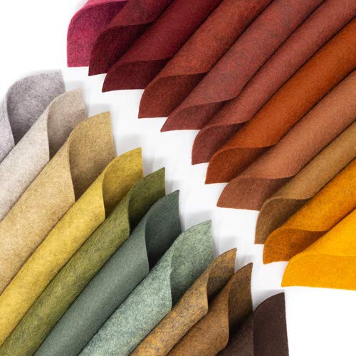 21 Felt Sheets Mix Color Fall Colors Collection Merino Wool Blend Felt Sheets Crafting, Sewing, General 6"X6" Squares