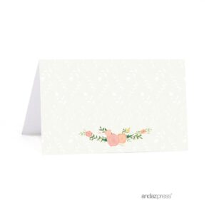 andaz press floral roses girl baby shower collection, table tent printable place cards, 20-pack