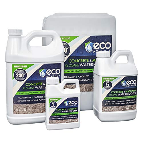 Eco Advance Concrete/Masonry Siloxane Odorless Spray-On Application Waterproofer, Safe for Use Around Plants, Pets, and People, 5 Gallon