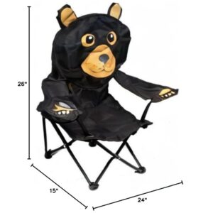 Wilcor Kids Folding Camp Chair with Cup Holder and Carry Bag - Black Bear