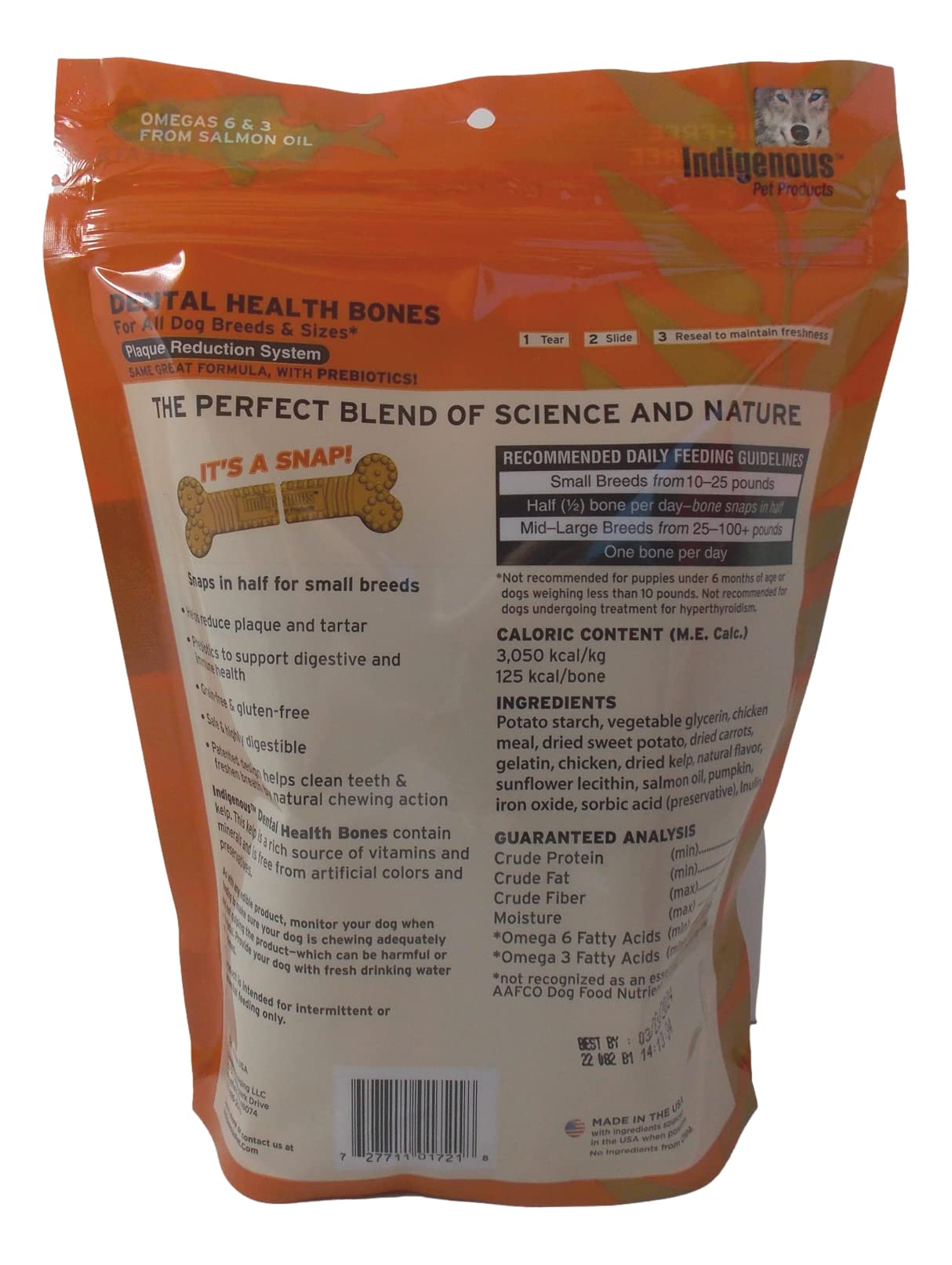 Indigenous Grain Free Dental Health Bones 2 Flavor Variety Bundle: (1) Smoked Bacon Flavor, and (1) Carrot & Pumpkin Flavor, 17 Oz. Ea.