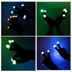 XISFORX 7 colors light show LED Gloves Rave Light Finger Lighting Flashing Glow Mittens(fingertip)