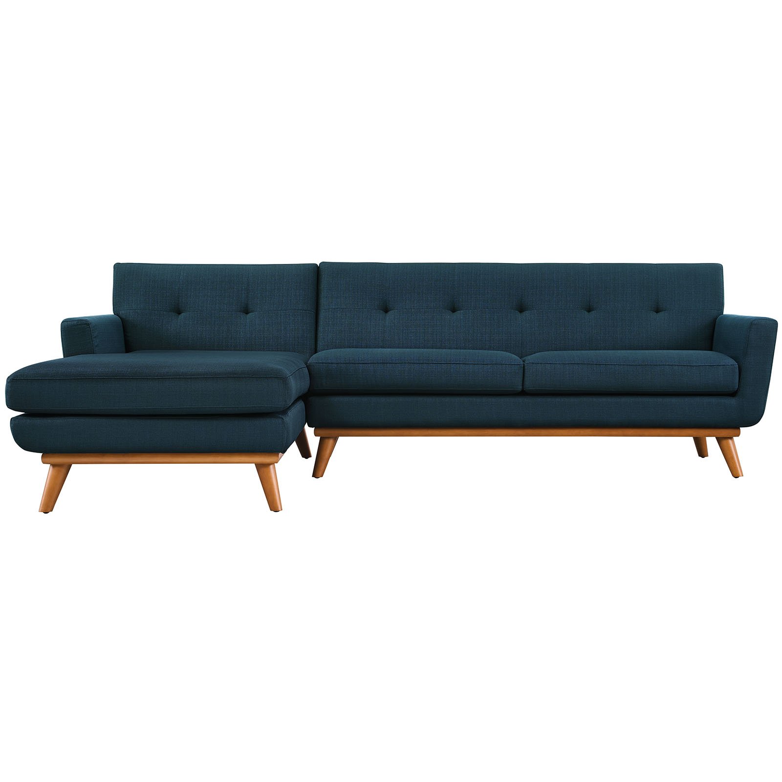 Modway Engage Mid-Century Modern Upholstered Fabric Left-Facing Sectional Sofa in Azure