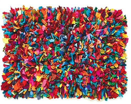 HF by LT Colorful Cotton Fiesta Shag Rug, 24 x 36 inches, Multi-Colored