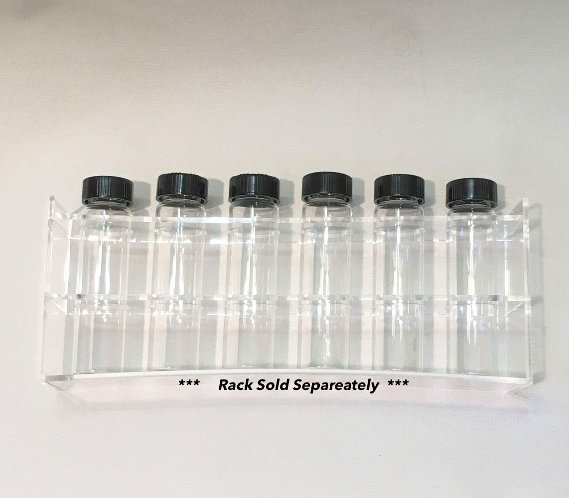 6-Pack of 3.75" inch, 8 Dram / 1 oz / 30 mL, Clear Glass Sample Storage Cosmetic Herb Spice Specimen Vial Container w/Black Screw on Caps