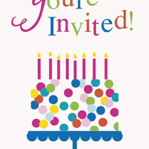 Unique Confetti Cake Birthday Party Invitations, 5.5" x 4", Multicolor