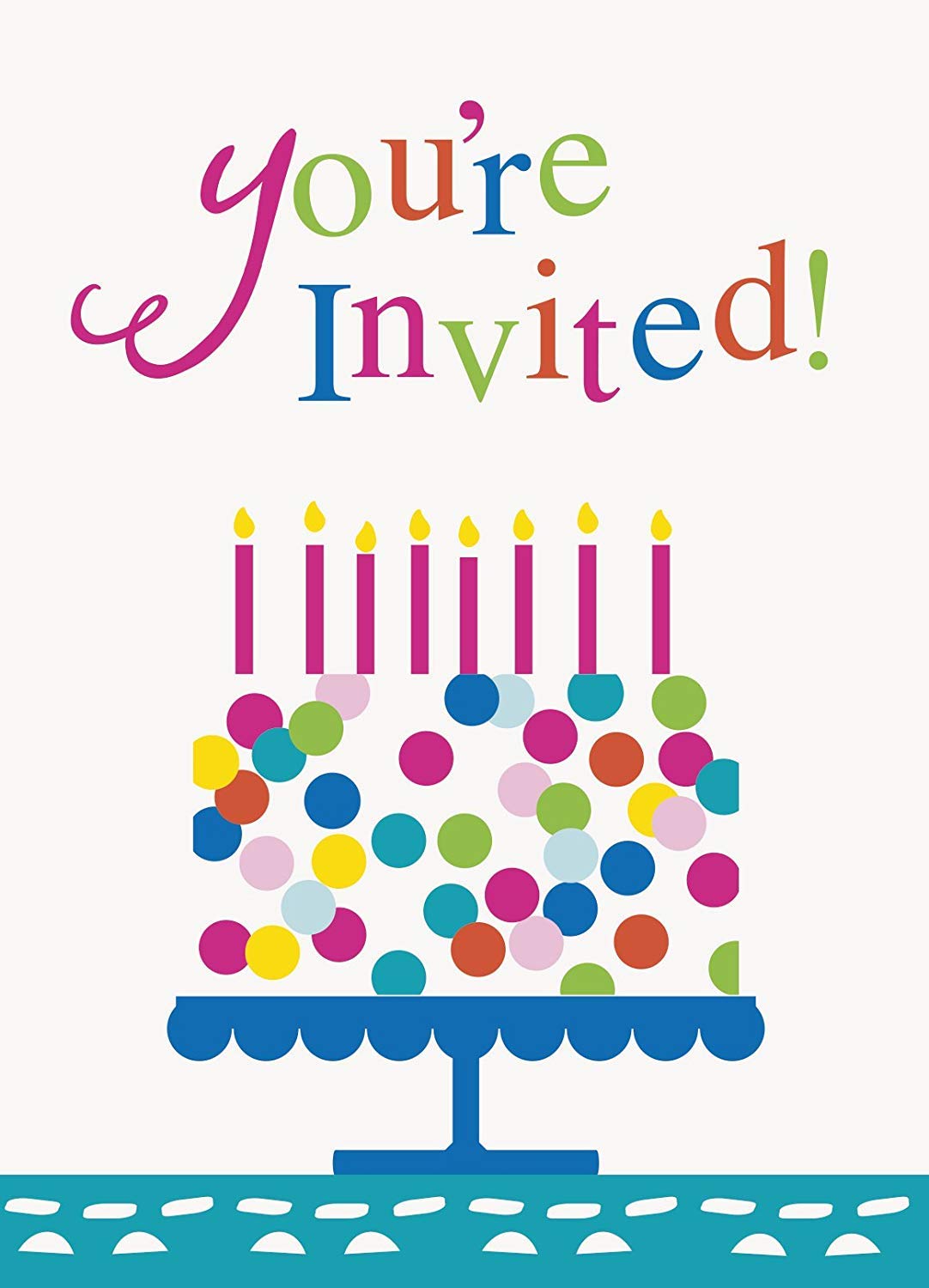 Unique Confetti Cake Birthday Party Invitations, 5.5" x 4", Multicolor