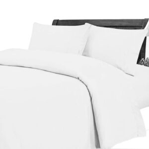 Pacific Linens Solid White King 3-Pc Duvet Cover and Sham Set, 200 Thread Count Poly-Cotton Blend, Luxurious Hotel Quality, Elegant Breathable and Durable