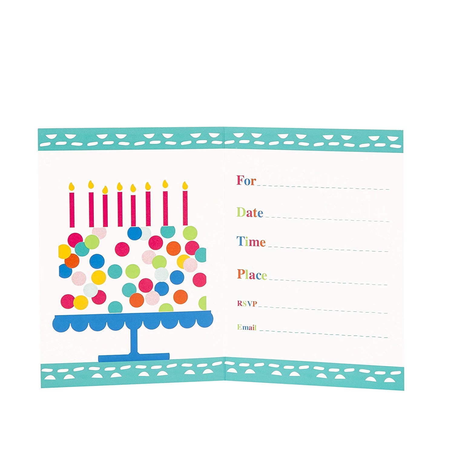 Unique Confetti Cake Birthday Party Invitations, 5.5" x 4", Multicolor