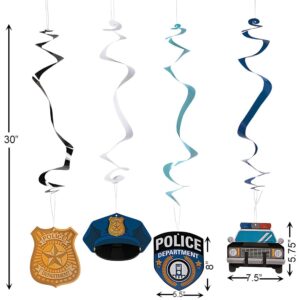 12 Pieces Police Party Hanging Swirls - Police Party Decorations - Birthday Party Police - Police Graduation Party Supplies - Police Theme Party - Kids Police Decor - Police Baby Shower Decorations