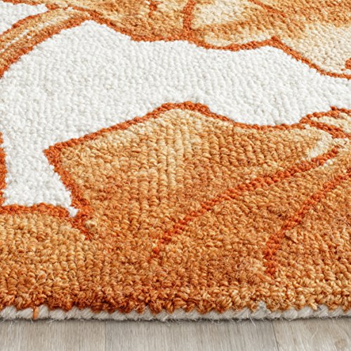 SAFAVIEH Dip Dye Collection 2' x 3' Ivory / Orange DDY683A Handmade Floral Watercolor Premium Wool Accent Rug