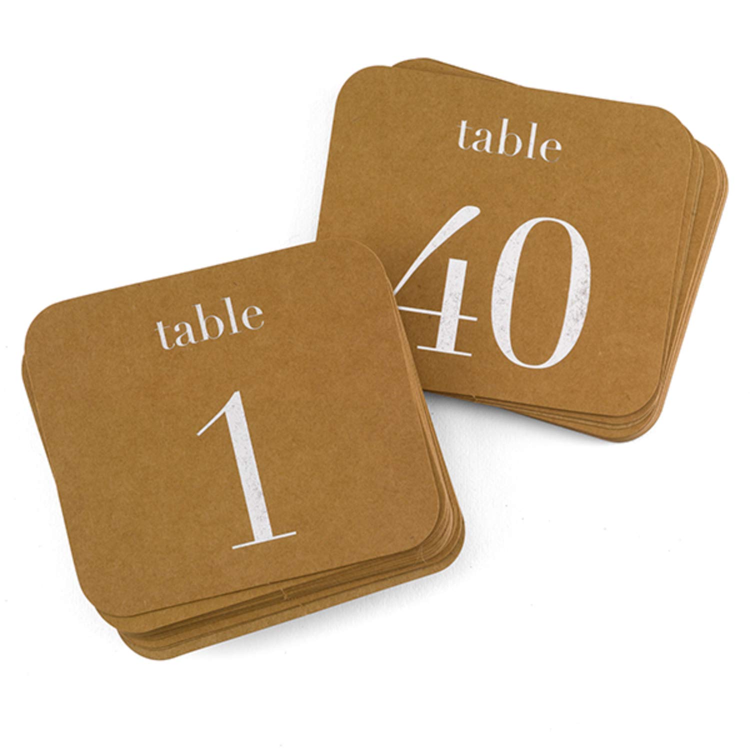 Hortense B. Hewitt 40-Count Kraft Table Number Cards, 1-40, Silver Foil