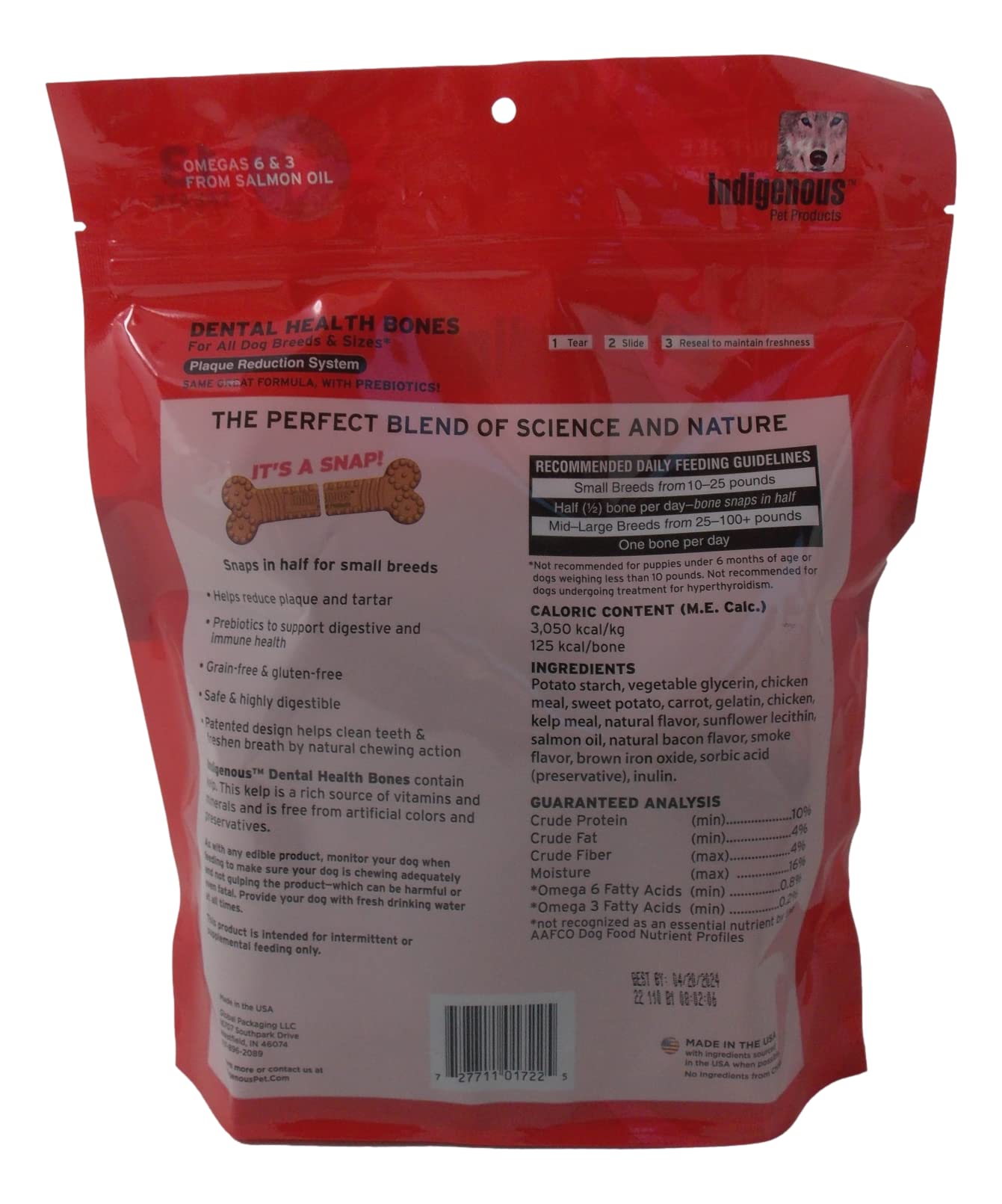 Indigenous Grain Free Dental Health Bones 2 Flavor Variety Bundle: (1) Smoked Bacon Flavor, and (1) Carrot & Pumpkin Flavor, 17 Oz. Ea.