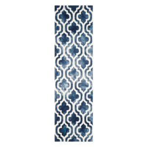 SAFAVIEH Dip Dye Collection 2' x 3' Navy/Ivory DDY537N Handmade Moroccan Watercolor Premium Wool Accent Rug