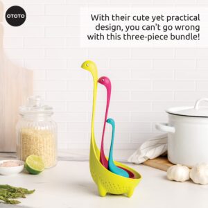 The Nessie Family by OTOTO - Pack of 3 Tea Infuser, Soup Ladle, and Colander - Cute Kitchen Accessories, Cooking Gifts, Funny Kitchen Gadgets, Kitchen Gifts