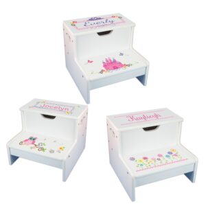 girls personalized step stool with storage