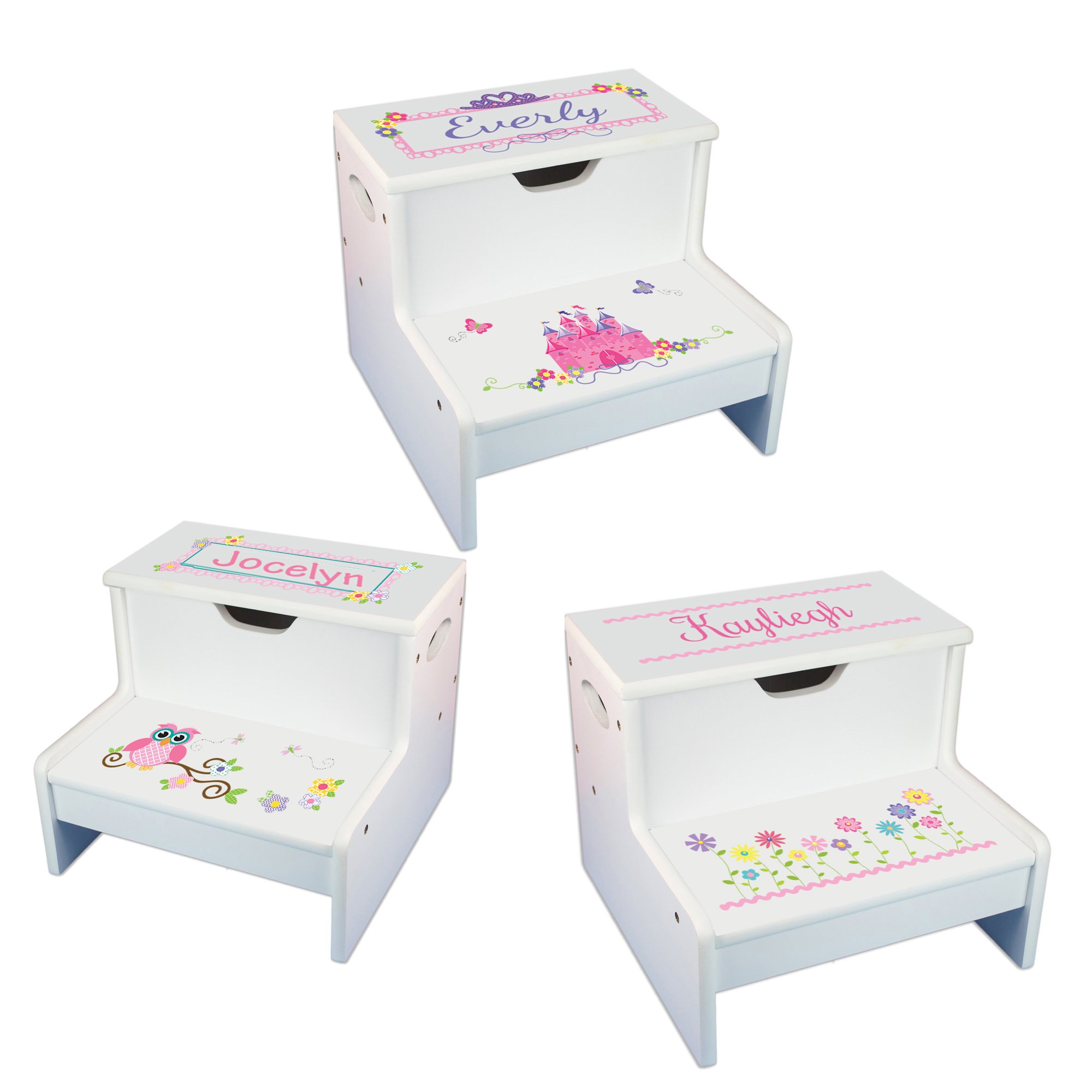 Girls Personalized Step Stool with Storage