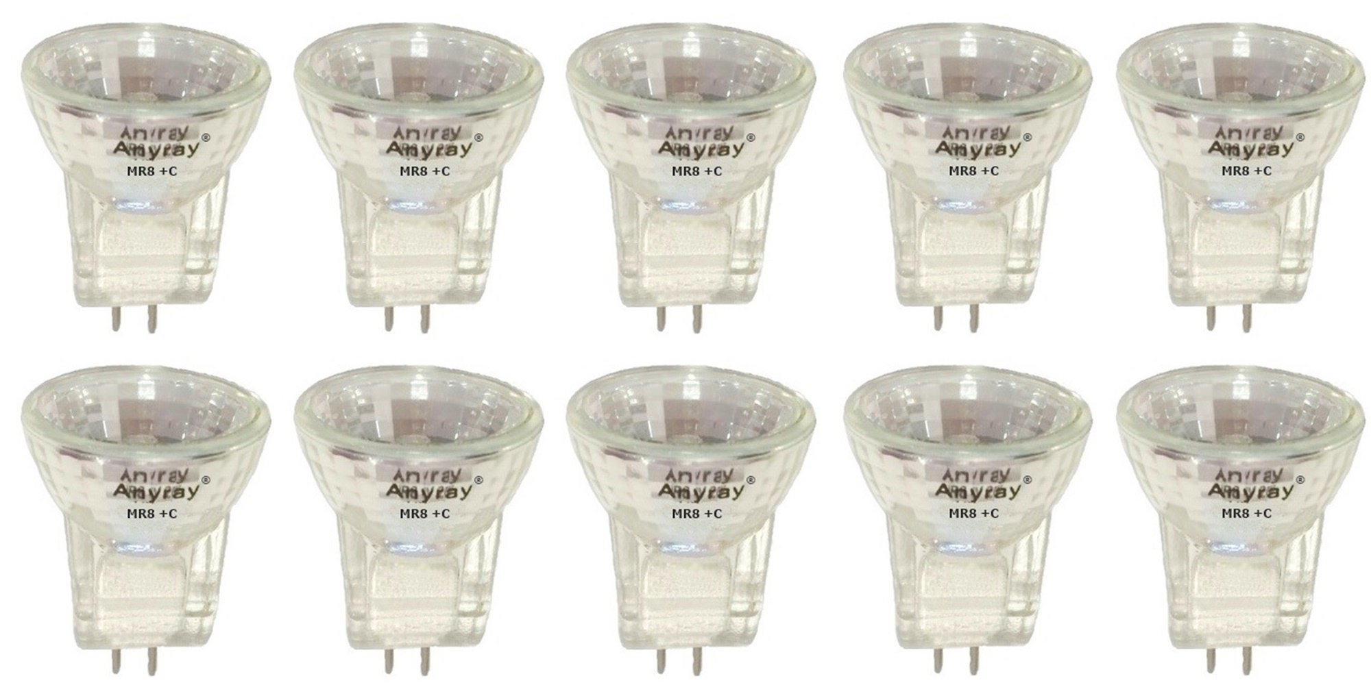 Anyray A2017Y (10-Pack) 35-Watts MR8 +C 12V 35W Halogen Light Bulb 12-Volts