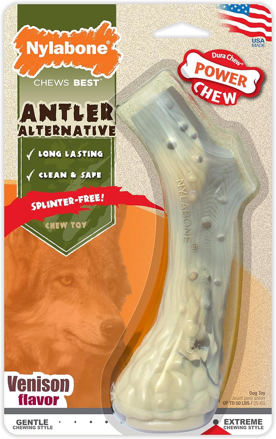 Nylabone Dura Chew Nylon Antler Dog Chew Toy, Large (4 Pack)