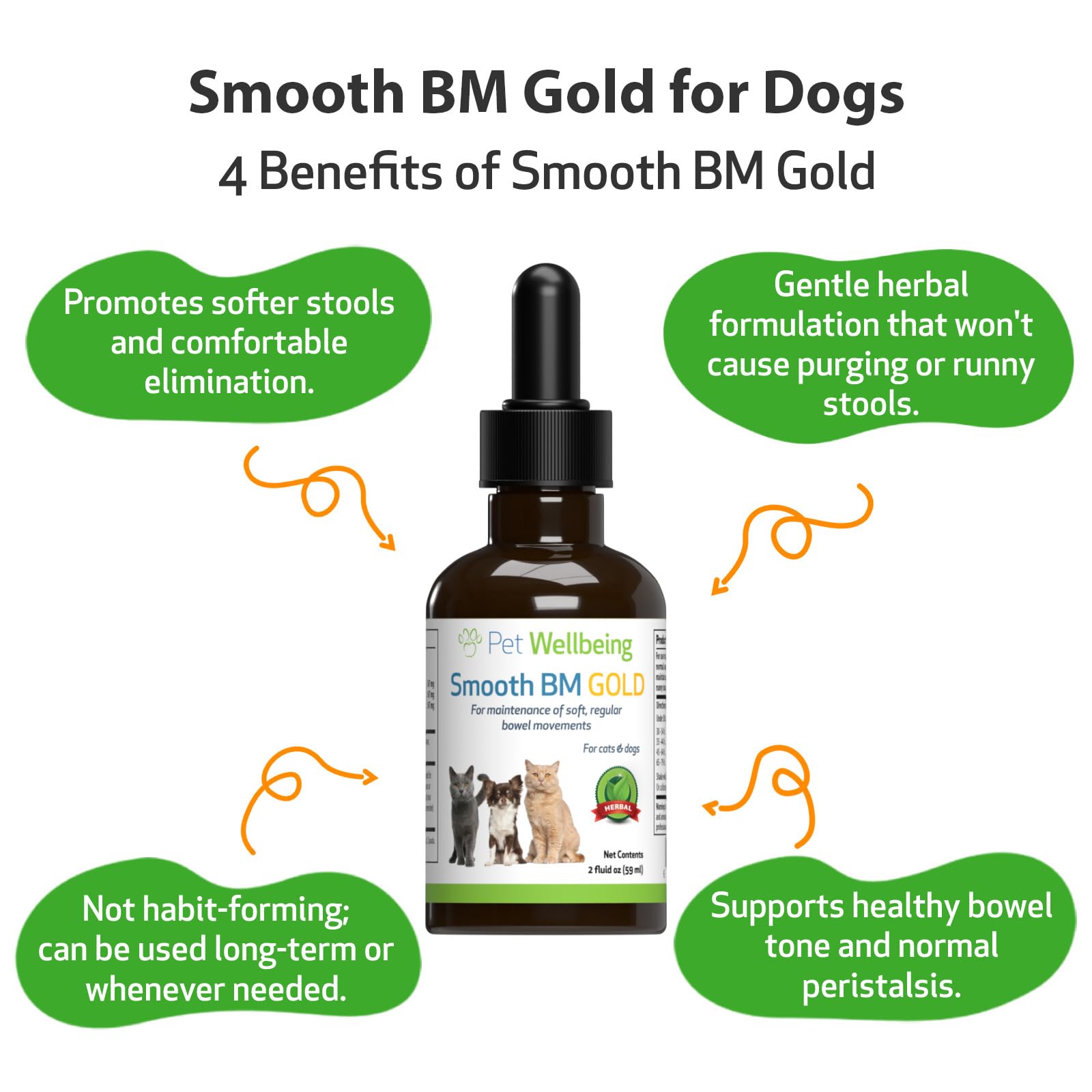 Pet Wellbeing Smooth BM Gold for Dogs - Vet-Formulated - Gentle Constipation Relief for Canines - Natural Herbal Supplement 2 oz (59 ml)