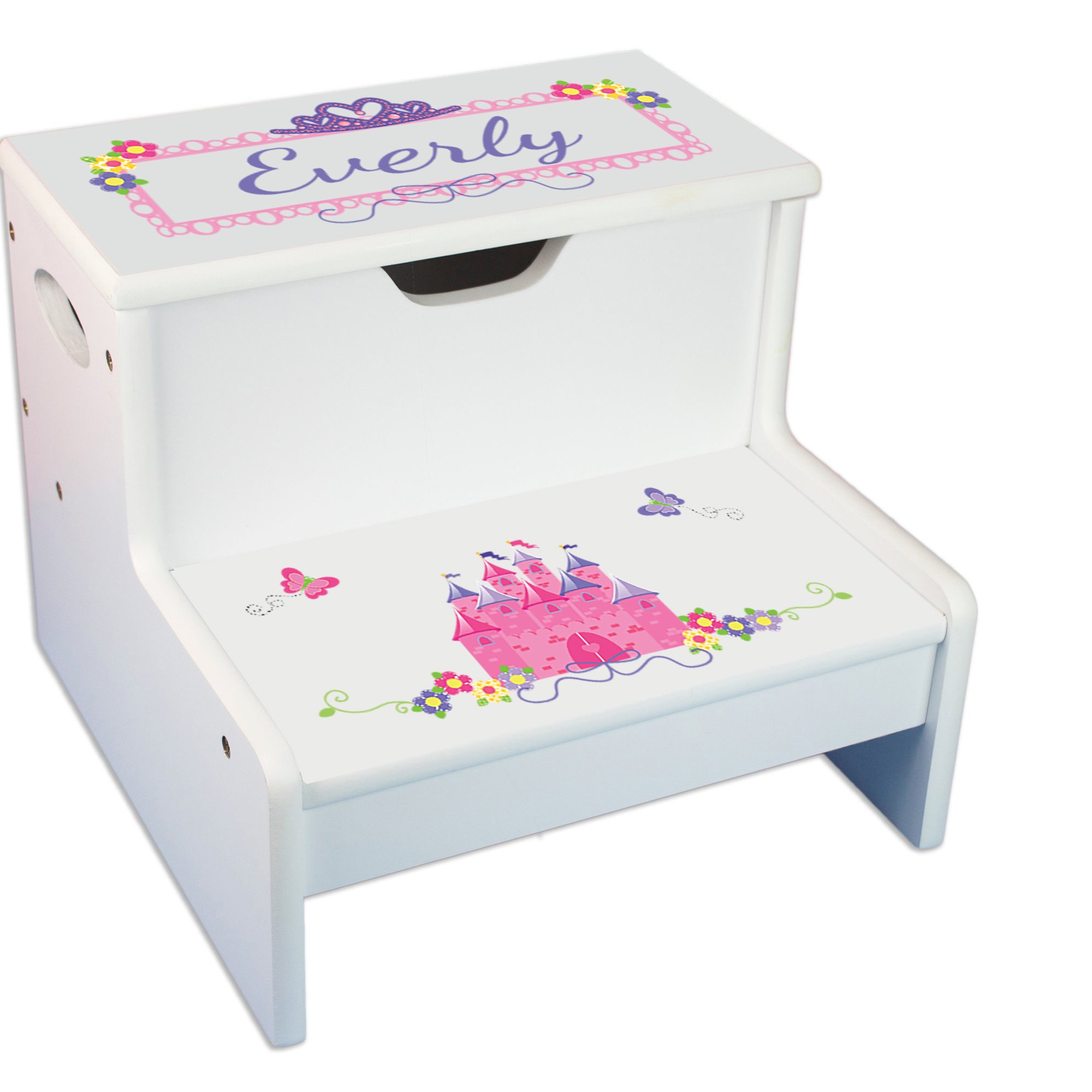 Girls Personalized Step Stool with Storage