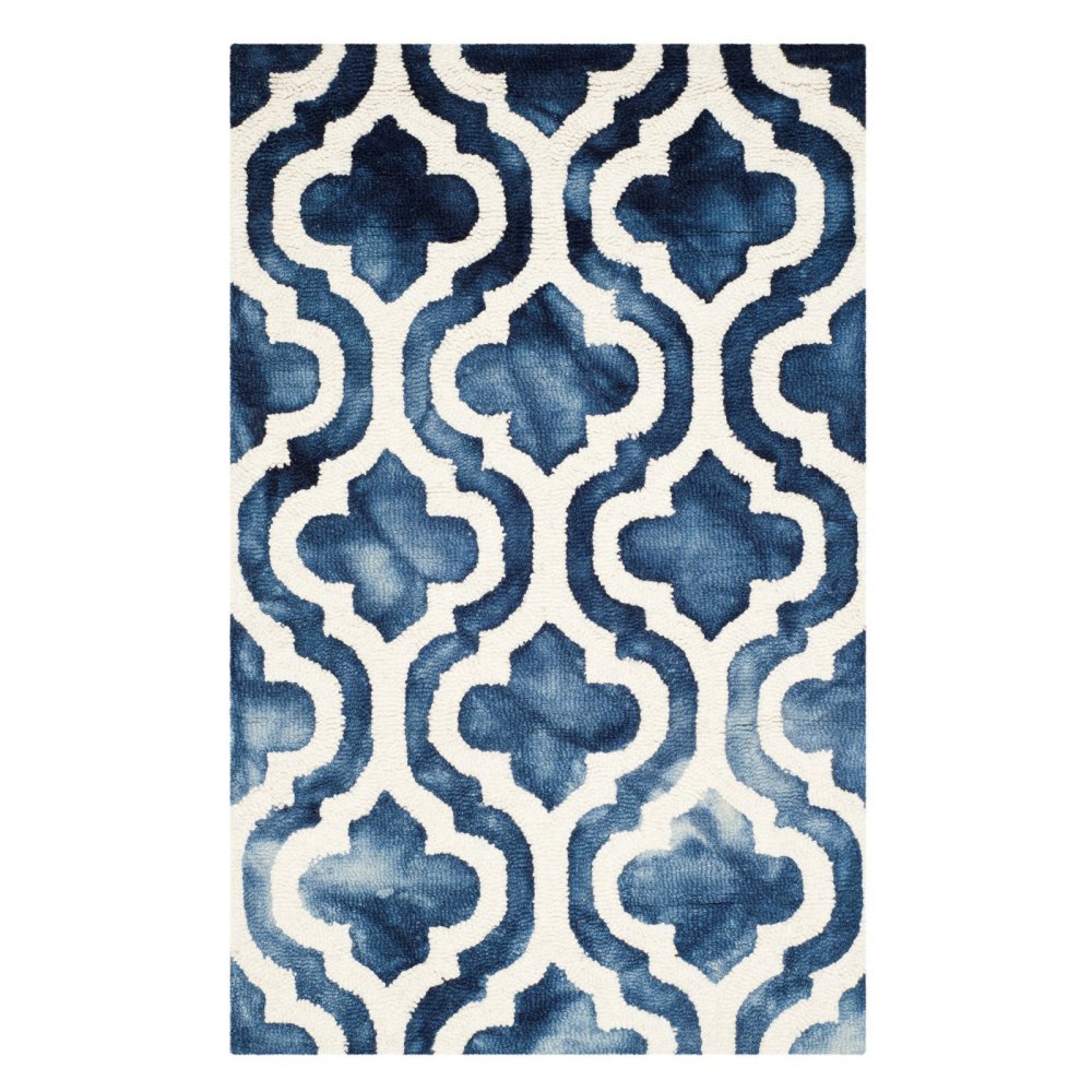 SAFAVIEH Dip Dye Collection 2' x 3' Navy/Ivory DDY537N Handmade Moroccan Watercolor Premium Wool Accent Rug