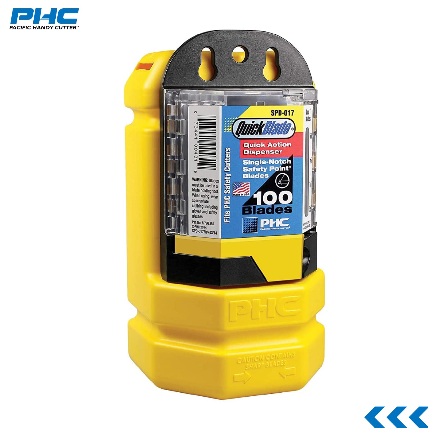 Pacific Handy Cutter SPD-017 Safety Point Blade Dispenser with 100 Safety Point Blades