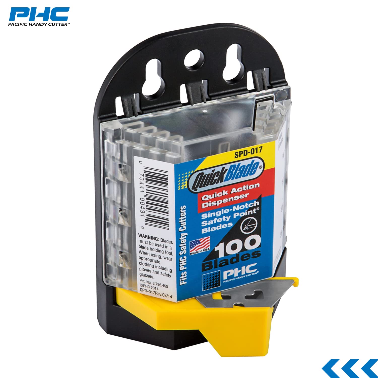 Pacific Handy Cutter SPD-017 Safety Point Blade Dispenser with 100 Safety Point Blades