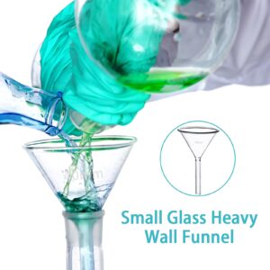 50mm Short Stem Glass Funnel 3.3 Borosilicate Glass Funnel for Science Labs and Home Kitchen Use, HUAOU, Pack of 1