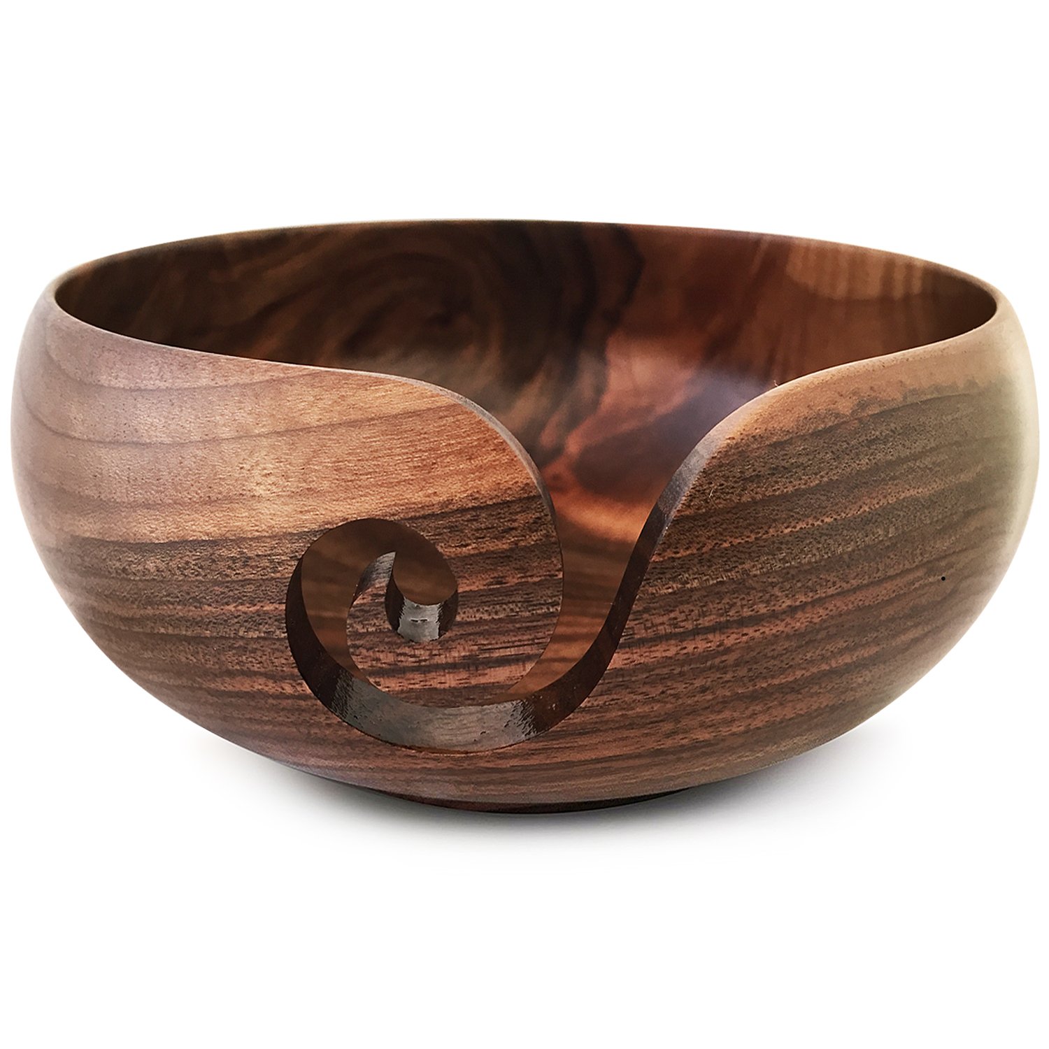 Yarn Bowl Wooden Knitting Bowl 7”X3” Large For Knitting And Crocheting - Wood Yarn Holder, Unique Crochet Yarn Bowl - Wooden Bowls Handmade from Walnut