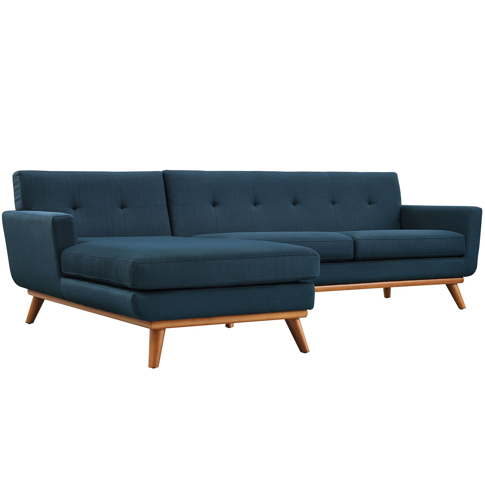 Modway Engage Mid-Century Modern Upholstered Fabric Left-Facing Sectional Sofa in Azure