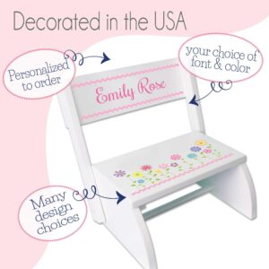 My Bambino Personalized White Girls Step Stool Bench Seat