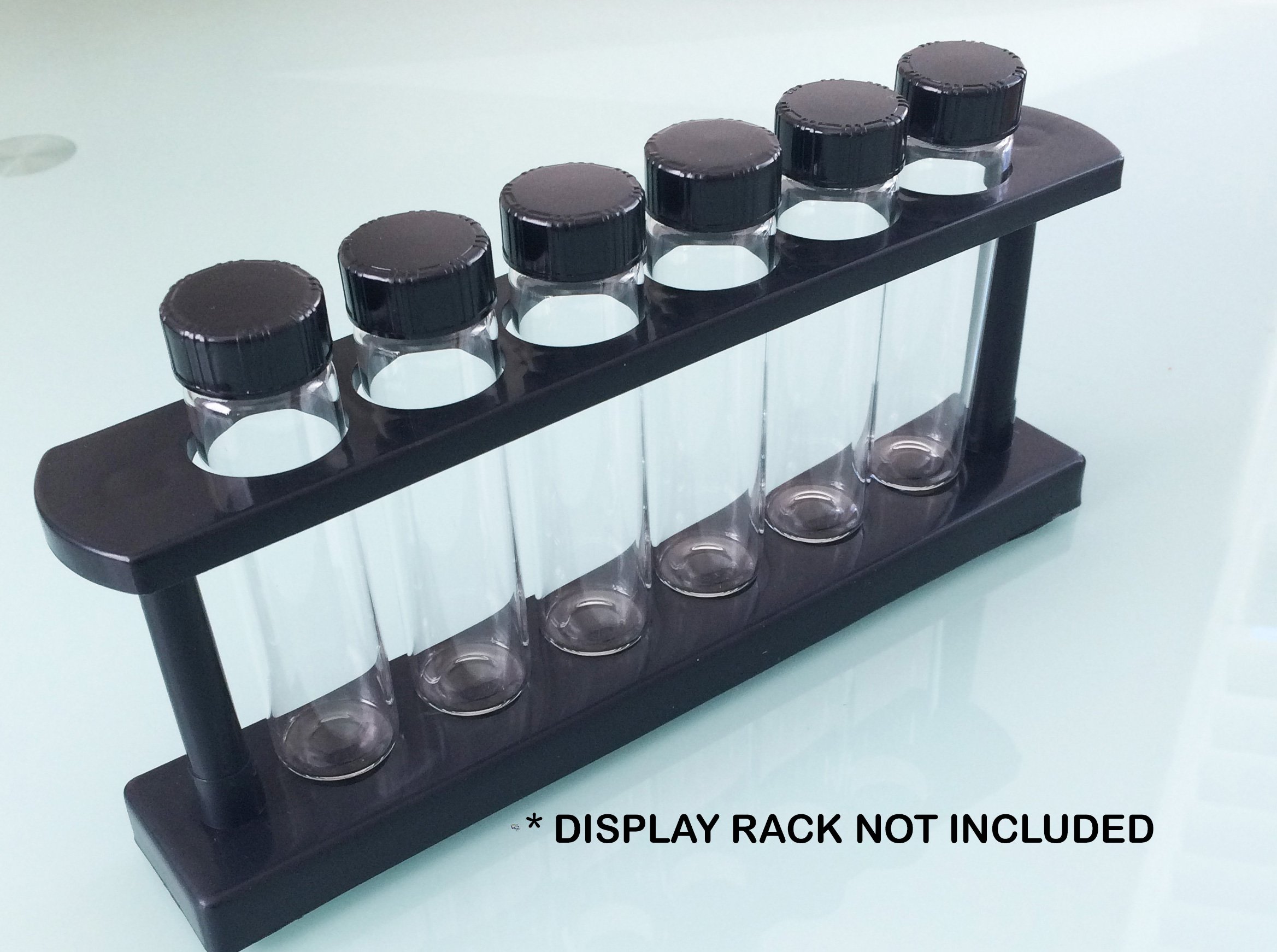 6-Pack of 3.75" inch, 8 Dram / 1 oz / 30 mL, Clear Glass Sample Storage Cosmetic Herb Spice Specimen Vial Container w/Black Screw on Caps