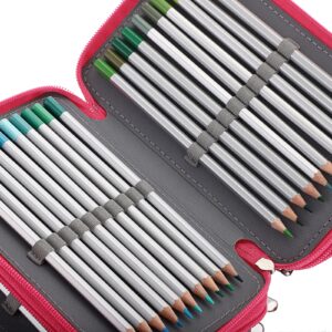 BTSKY® Handy Wareable Oxford Pencil Bag 72 Slots Pencil Organizer Portable Watercolor Pencil Wrap Case (Pink)