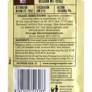 2X Mangrove Jack’s Craft Series Yeast M21 Belgian Wit (10g)